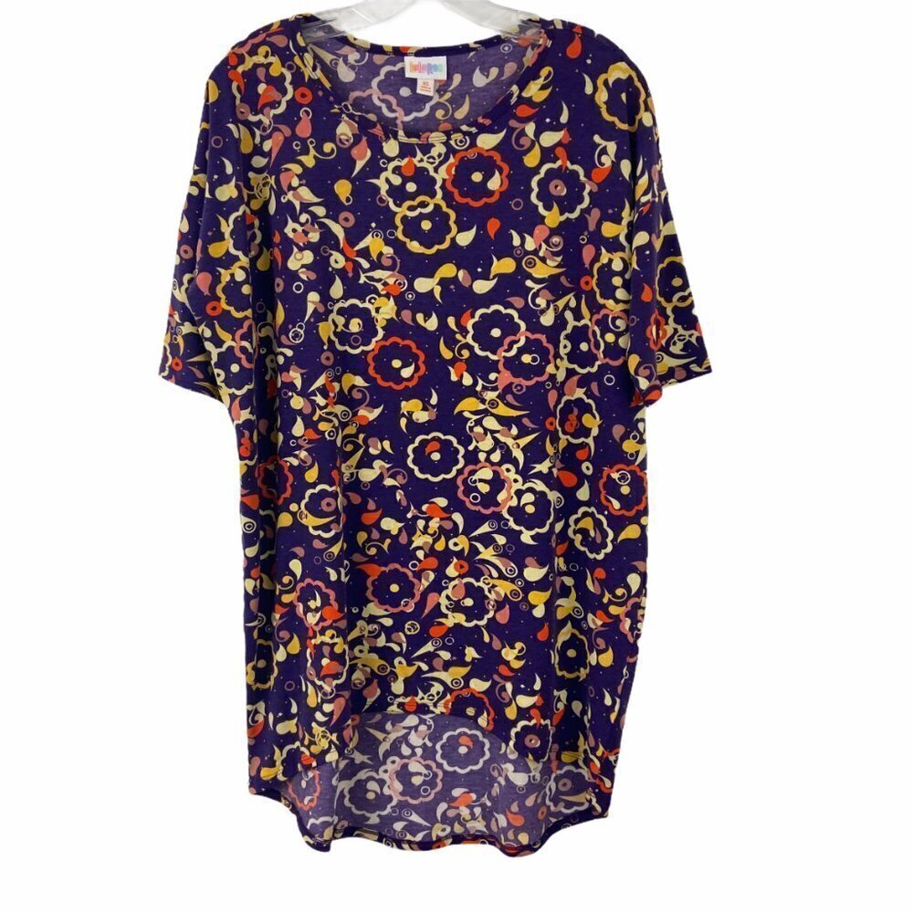 Lularoe Irma Purple‎ Print Tunic Tee Shirt XXS